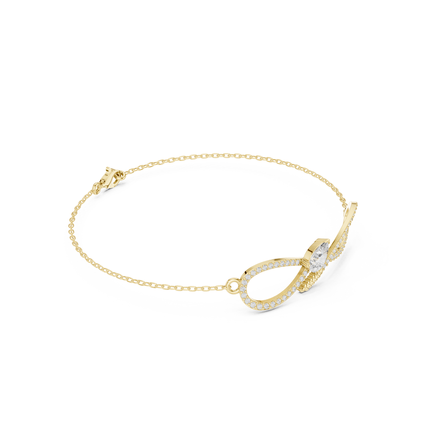 Elegant Infinity Diamond Bracelet with Pear-Cut Center Stone
