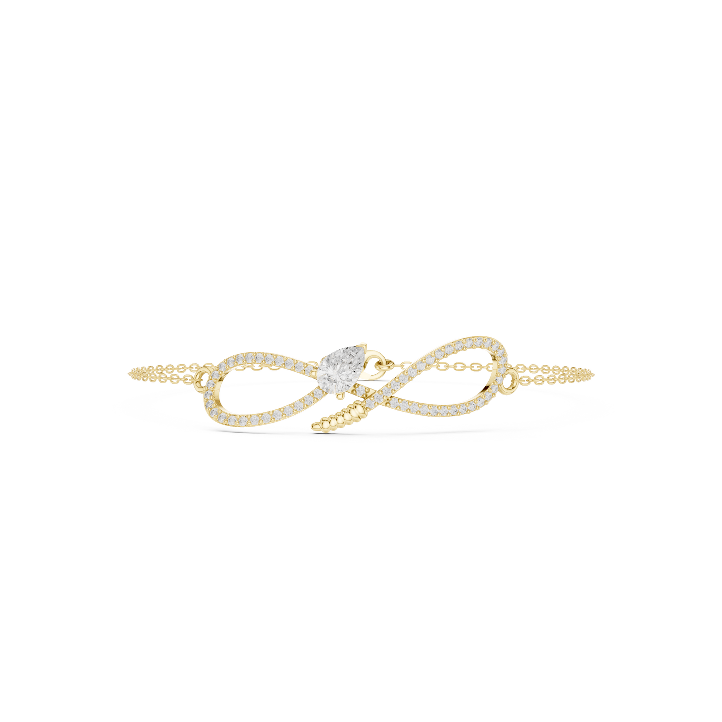 Elegant Infinity Diamond Bracelet with Pear-Cut Center Stone