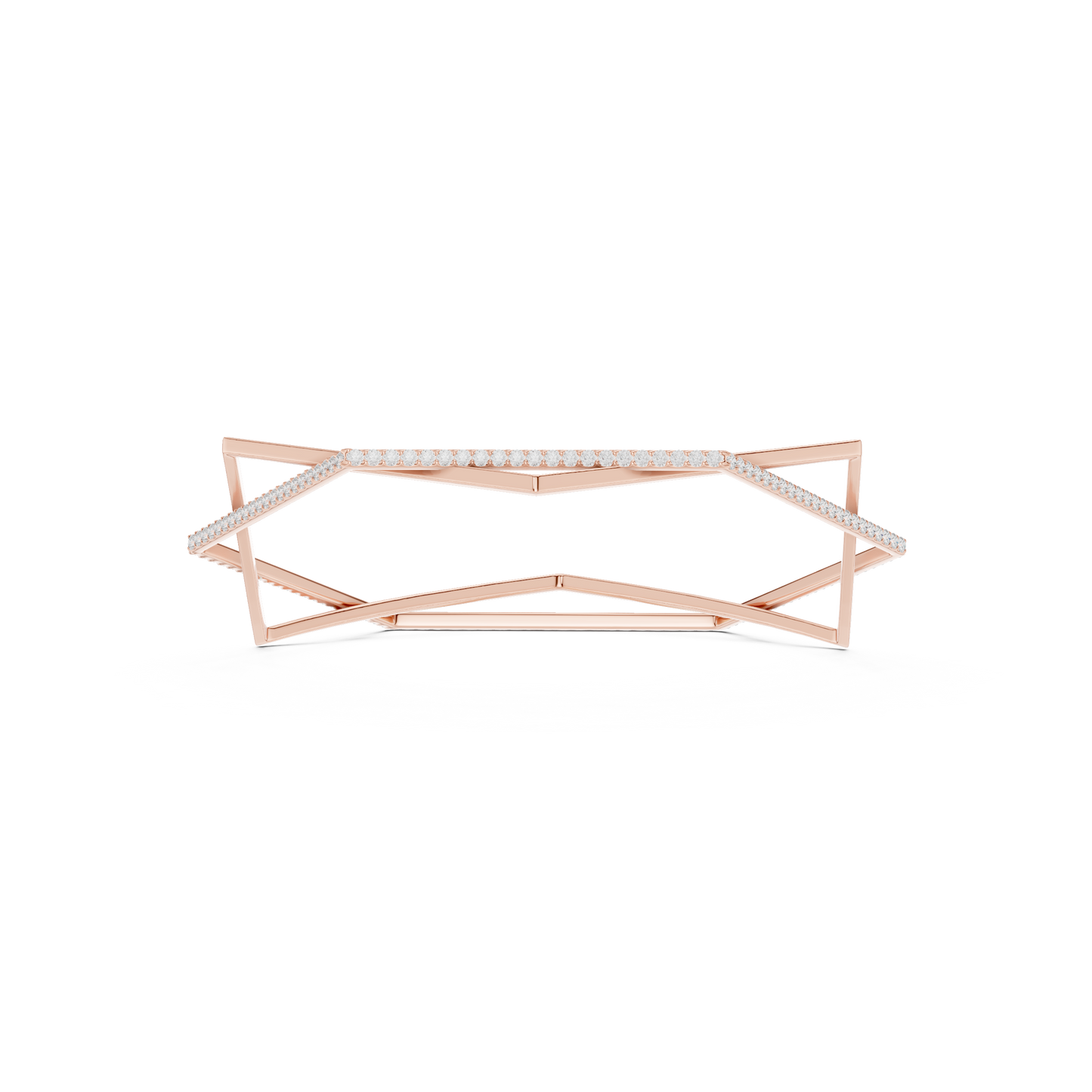 Modern Geometric Diamond Open Bangle Bracelet