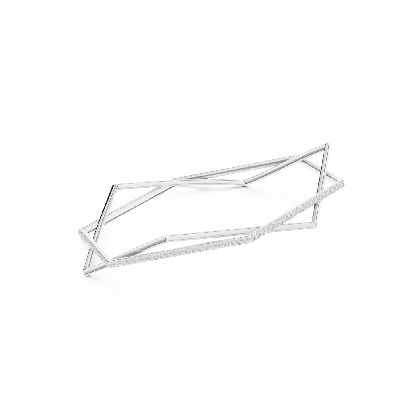 Modern Geometric Diamond Open Bangle Bracelet