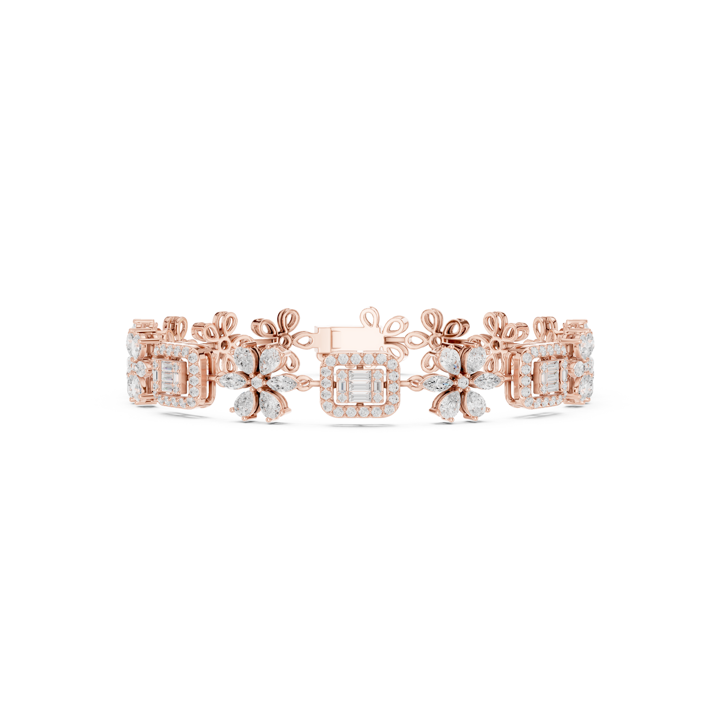 The Diamond Floral Emerald-Cut Illusion Bracelet