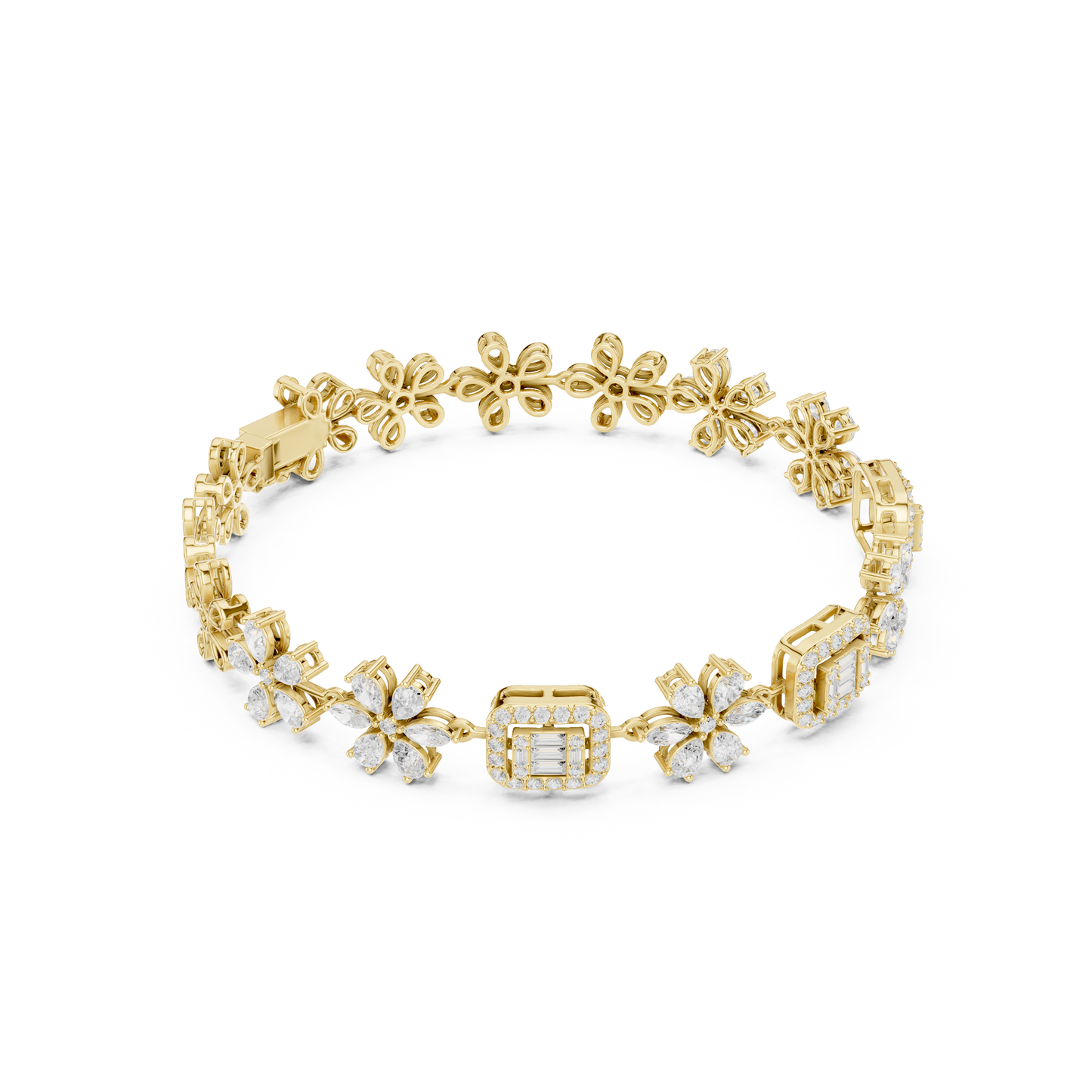 The Diamond Floral Emerald-Cut Illusion Bracelet