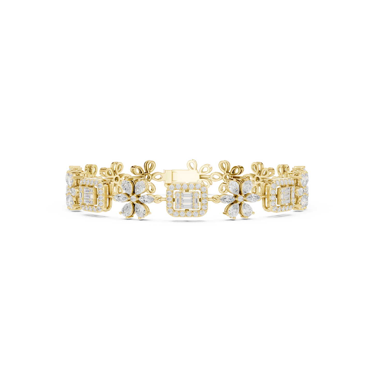 The Diamond Floral Emerald-Cut Illusion Bracelet