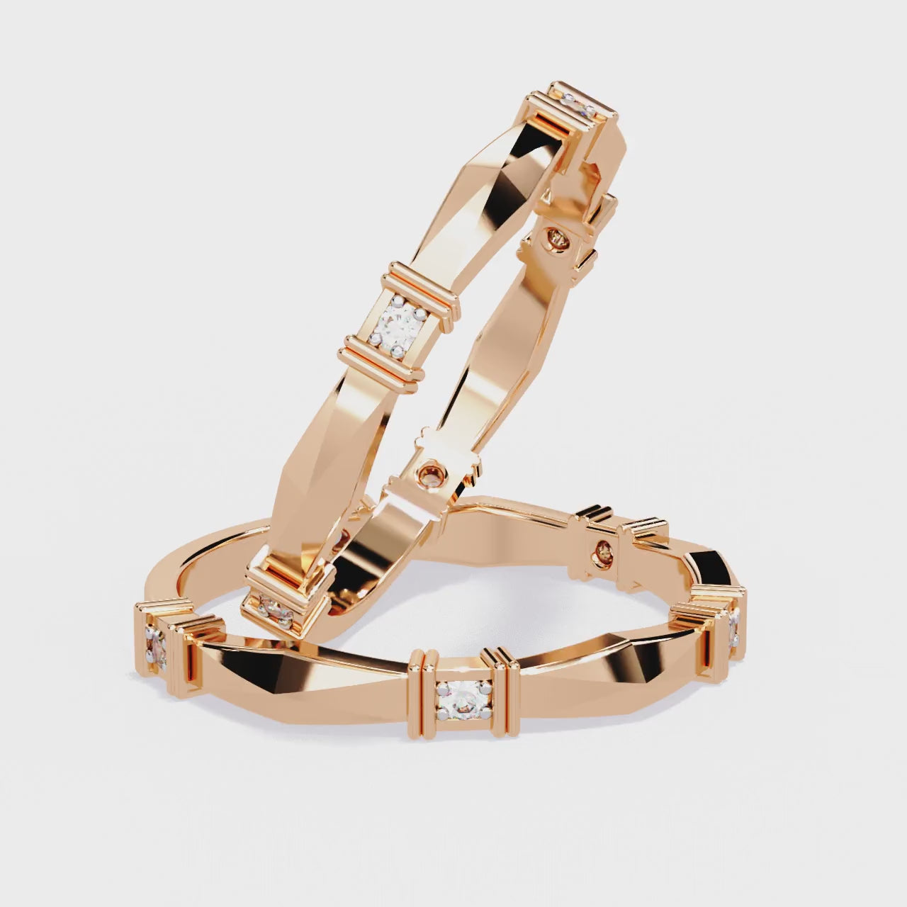 Geometric Diamond Band Ring Rose Gold