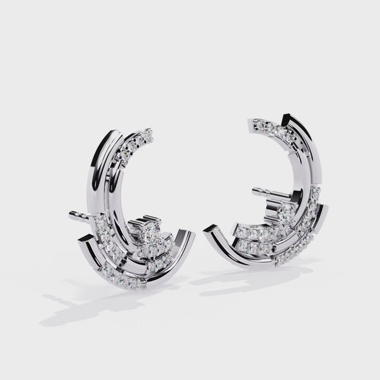 Celestial Arc Diamond Earrings White Gold
