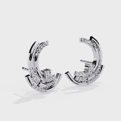 Celestial Arc Diamond Earrings White Gold