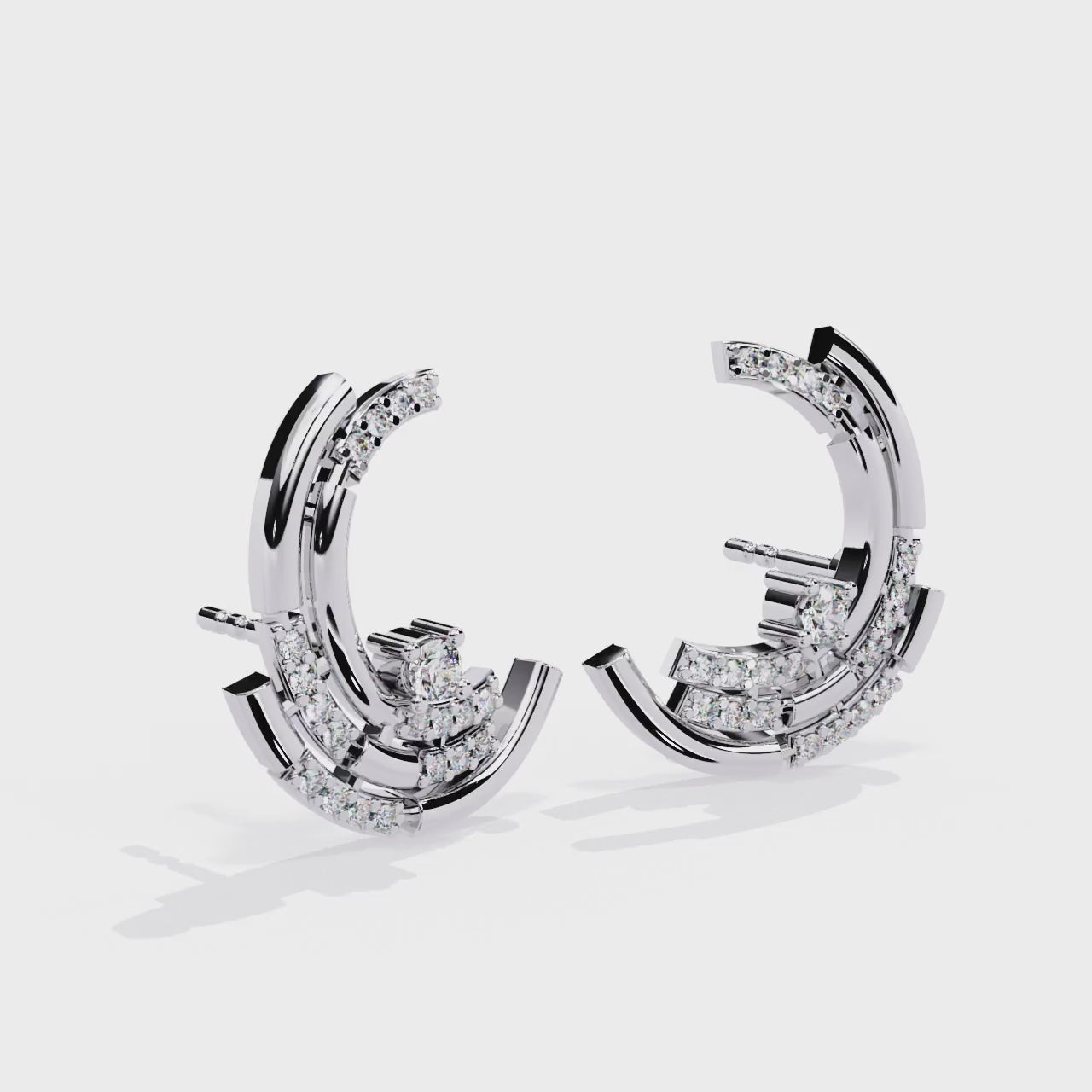 Celestial Arc Diamond Earrings White Gold