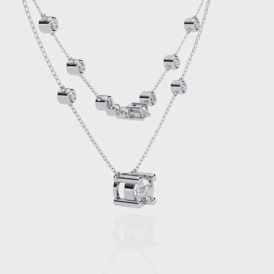 Golden Glow Dual Diamond Necklace White Gold