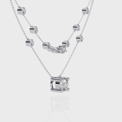 Golden Glow Dual Diamond Necklace White Gold