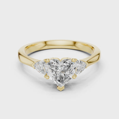 Heart Cut Three-Stone Diamond Ring