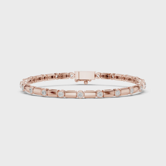 Diamond Dots Link Bracelet Rose Gold