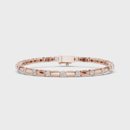 Diamond Dots Link Bracelet Rose Gold