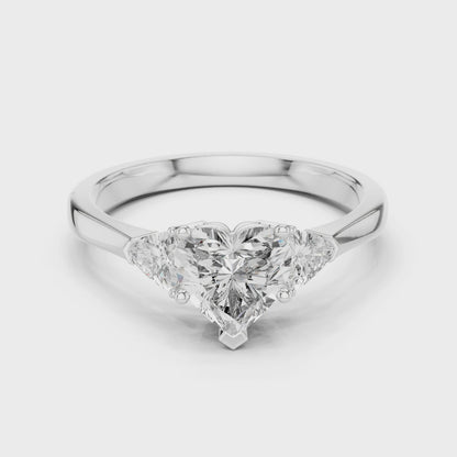 Heart Cut Three-Stone Diamond Ring
