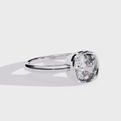 Modern Bezel Solitaire Diamond Ring White Gold 
