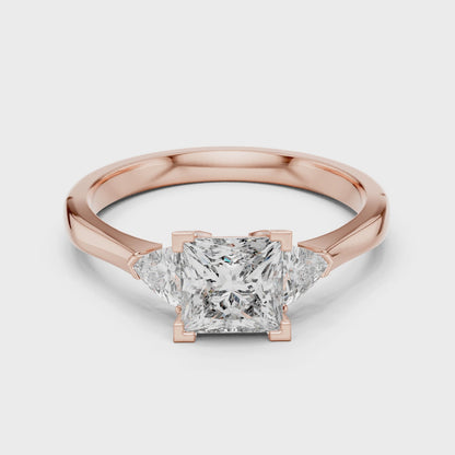 Princess Cut Three-Stone Diamond Ring