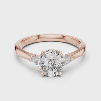 Oval Three-Stone Diamond Ring