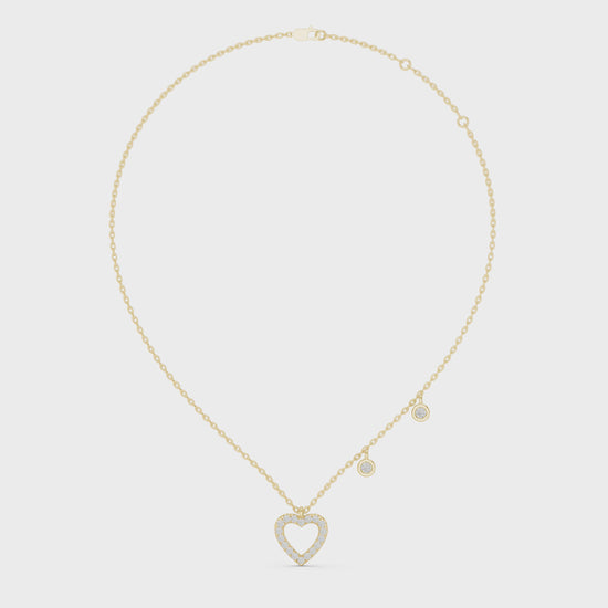 Diamond Heart Charm Necklace Yellow Gold