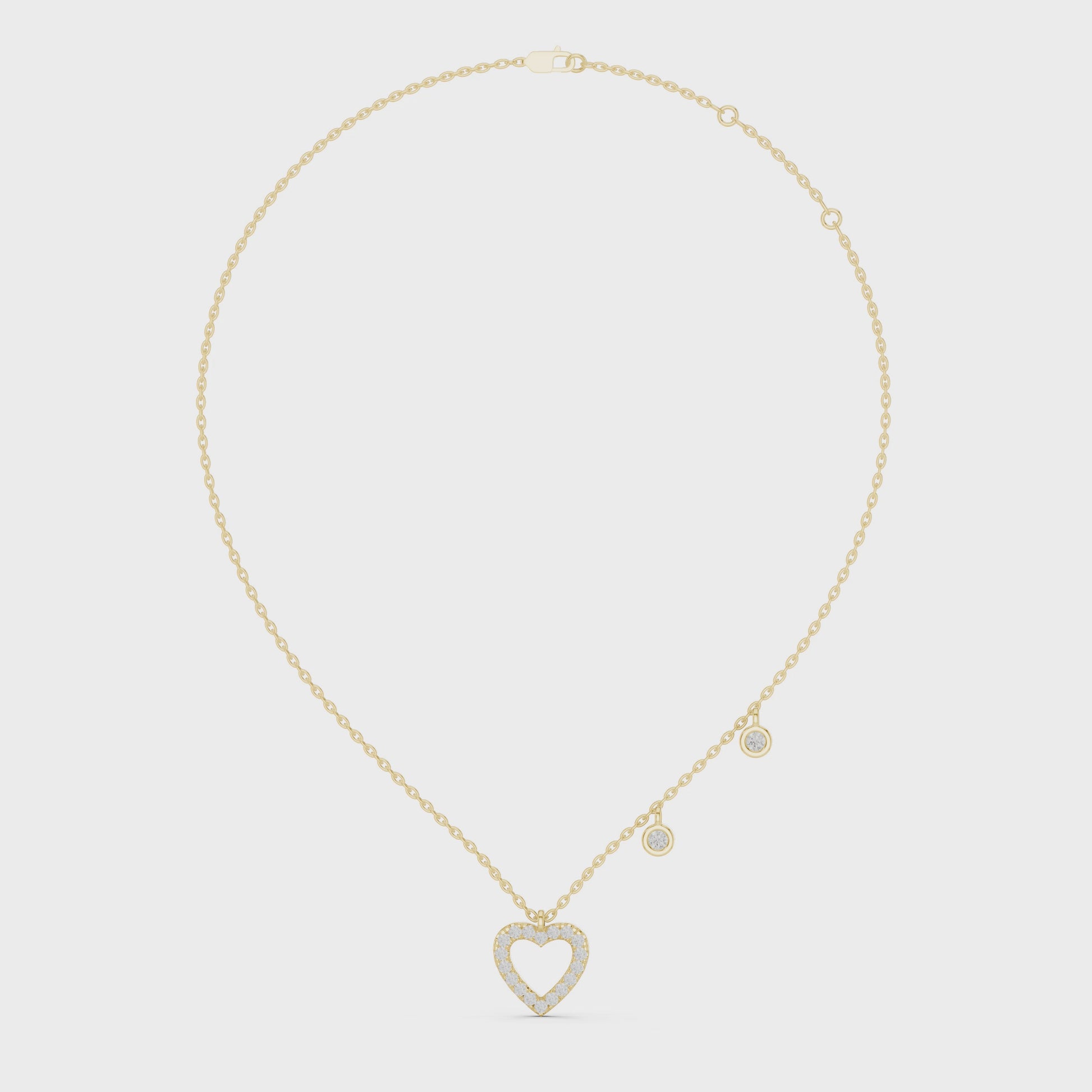 Diamond Heart Charm Necklace Yellow Gold