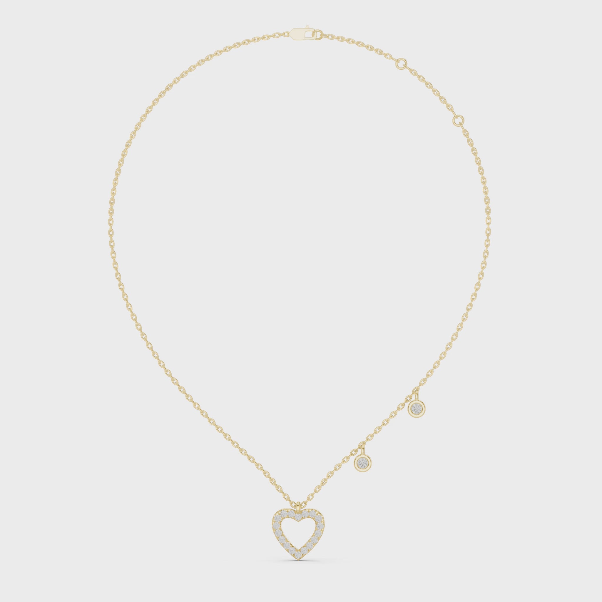 Diamond Heart Charm Necklace Yellow Gold