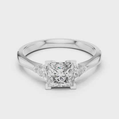 Princess Cut Three-Stone Diamond Ring