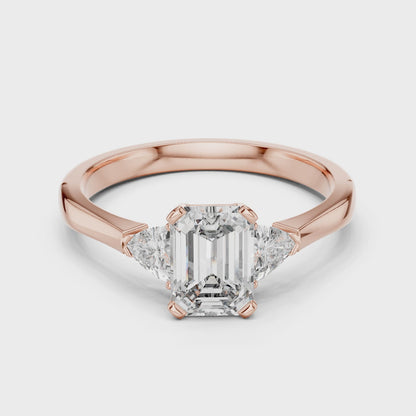 Emerald Cut Three-Stone Diamond Ring
