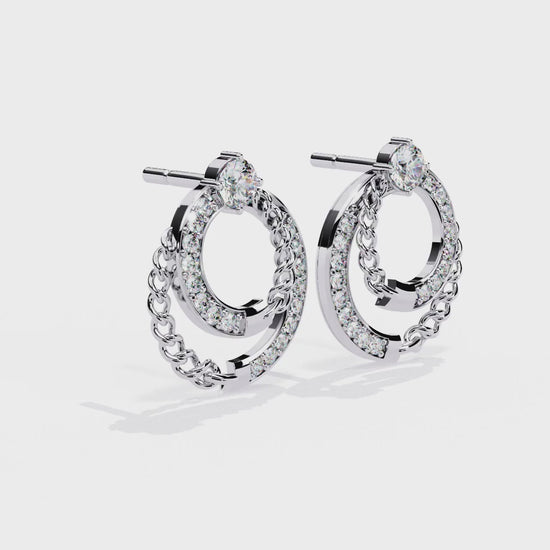 Radiant Loop Diamond Earrings White Gold