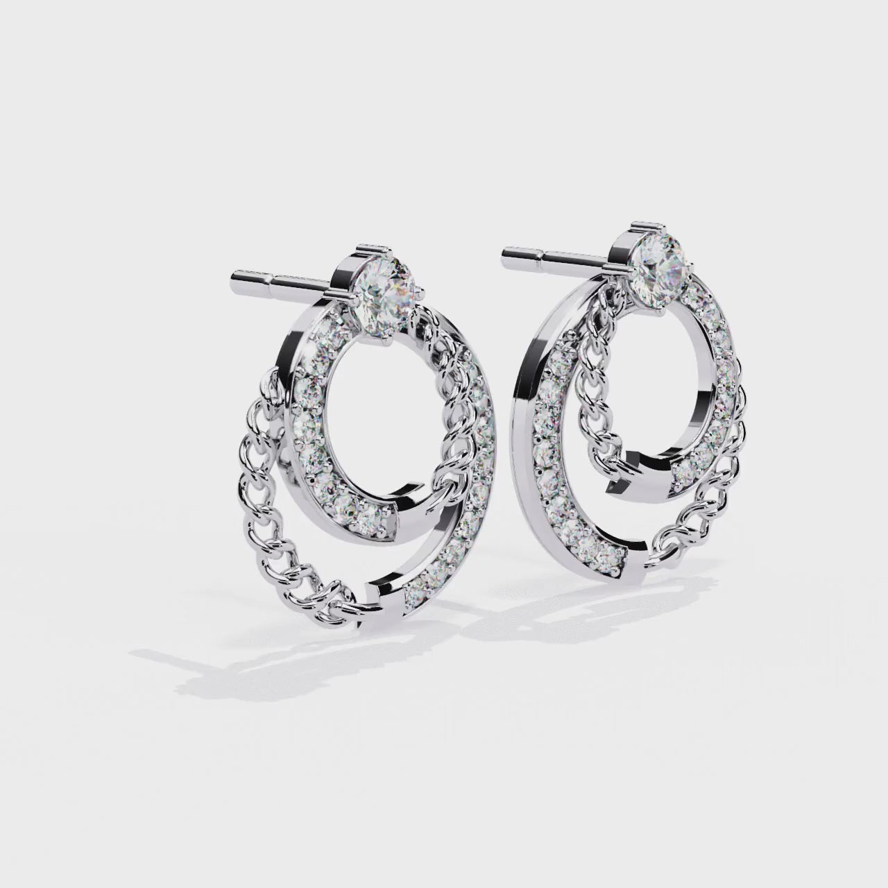 Radiant Loop Diamond Earrings White Gold