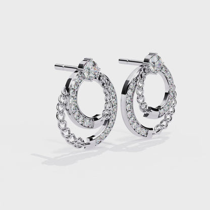 Radiant Loop Diamond Earrings White Gold