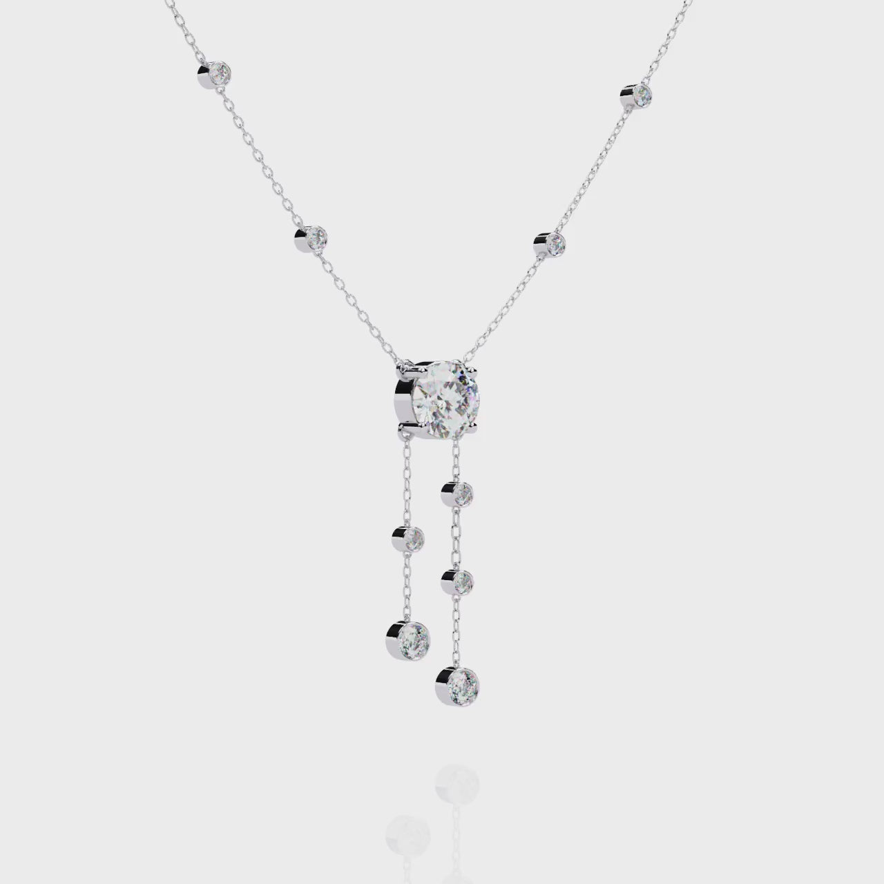 Radiant V-Drop Necklace White Gold
