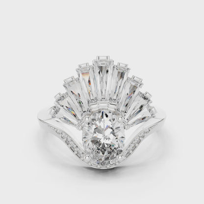 Radiant Sunburst Oval Ring