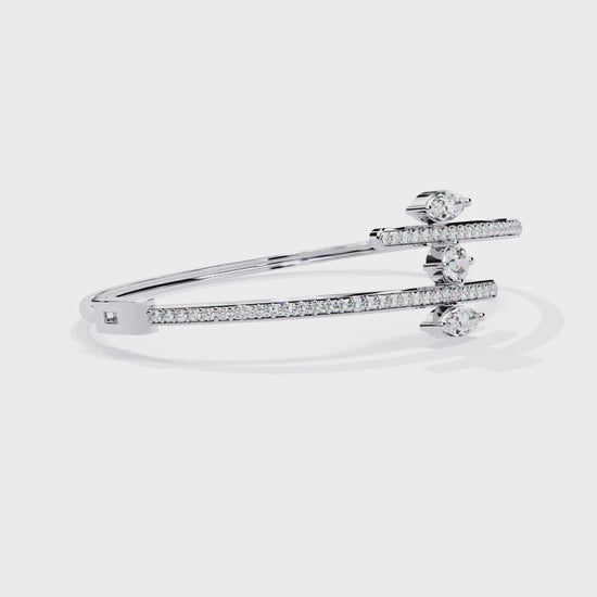 Modern Open Diamond Bangle White Gold