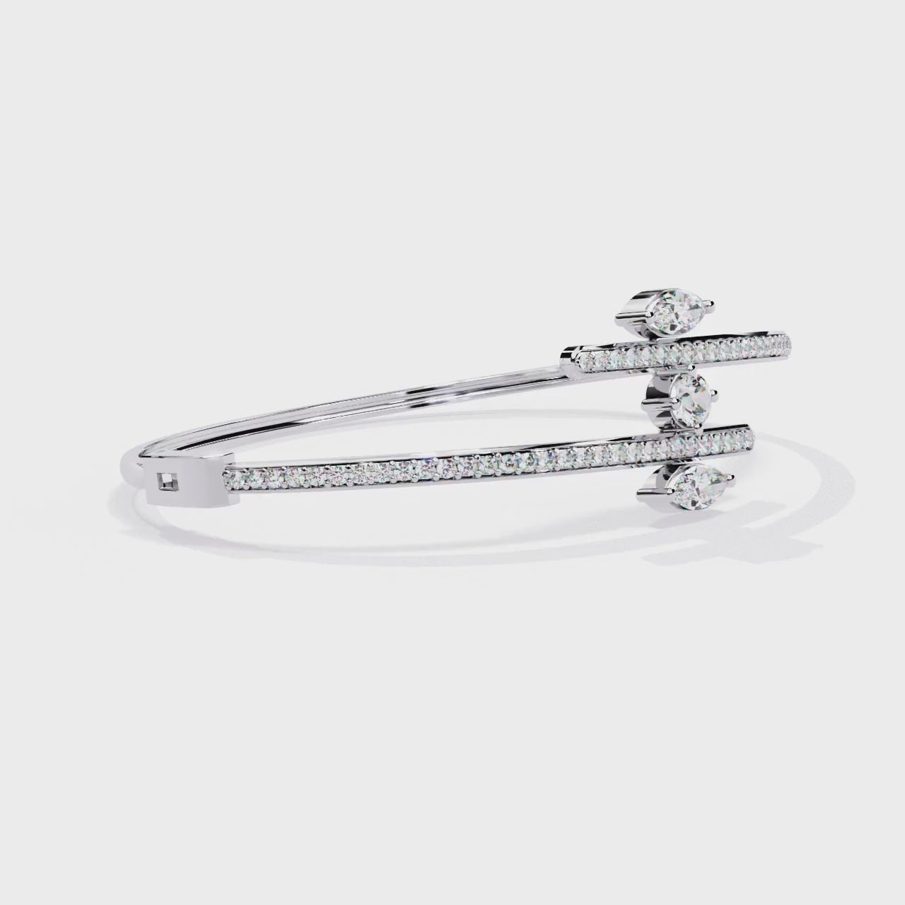 Modern Open Diamond Bangle White Gold
