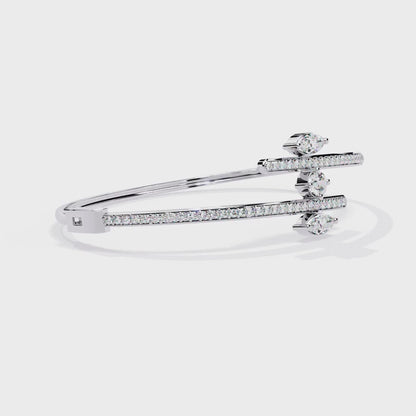 Modern Open Diamond Bangle White Gold