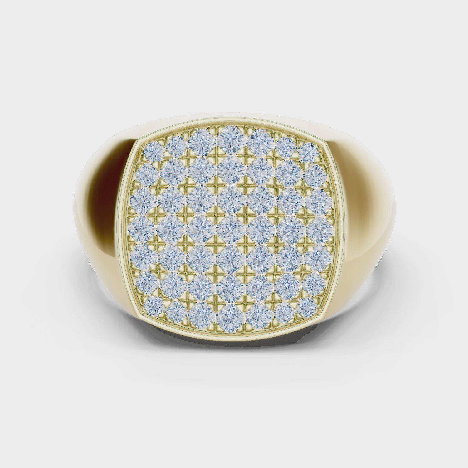 Majestic Pave Cushion Men’s Ring
Yellow Gold 