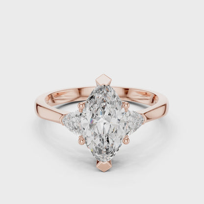 Marquise Cut Three-Stone Diamond Ring