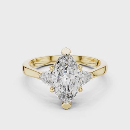 Marquise Cut Three-Stone Diamond Ring