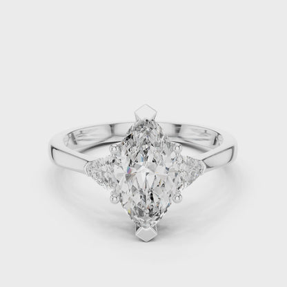 Marquise Cut Three-Stone Diamond Ring
