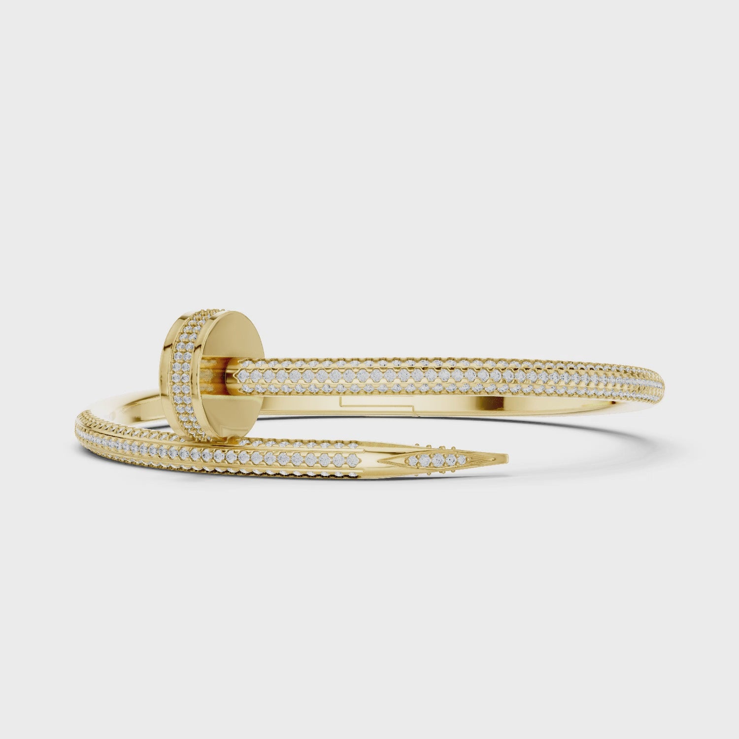 Diamond Nail Wrap Bangle Yellow Gold
