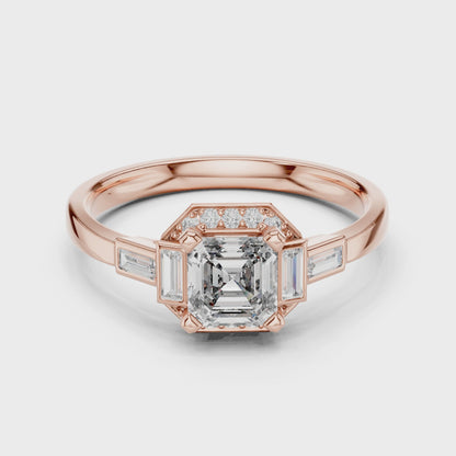 Aurora Trilogy Baguette Halo Ring