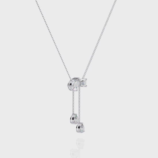Diamond Cascade Drop Necklace White Gold