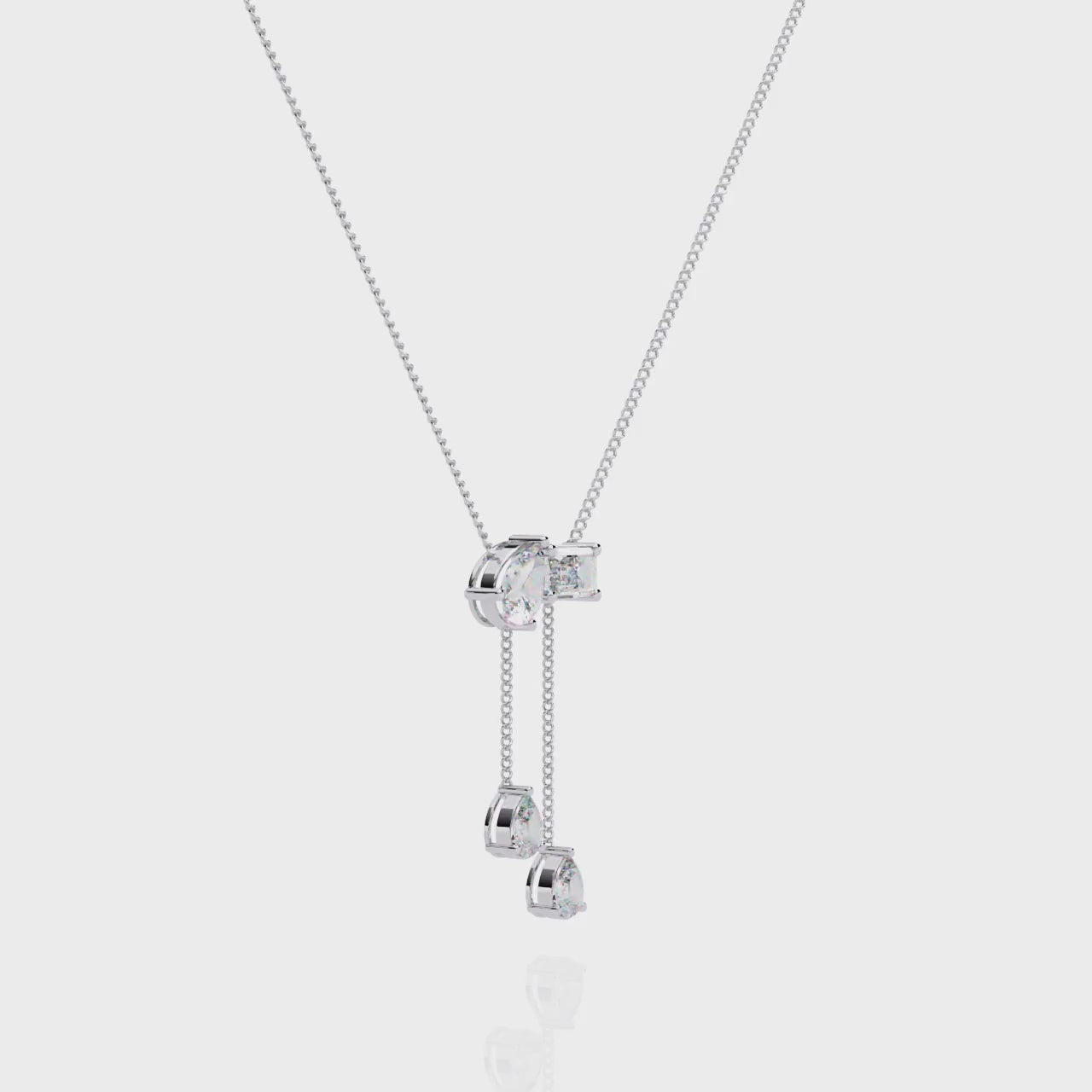 Diamond Cascade Drop Necklace White Gold