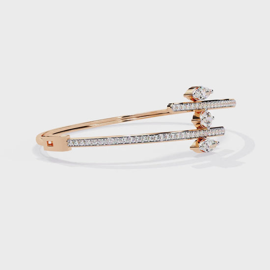 Modern Open Diamond Bangle Rose Gold