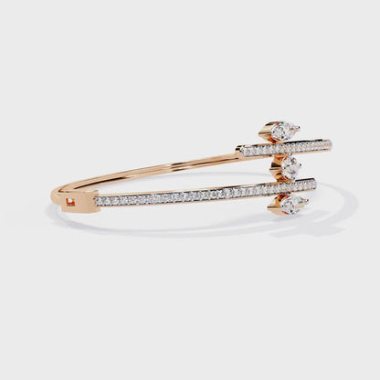 Modern Open Diamond Bangle Rose Gold