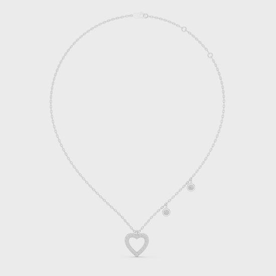 Diamond Heart Charm Necklace White Gold