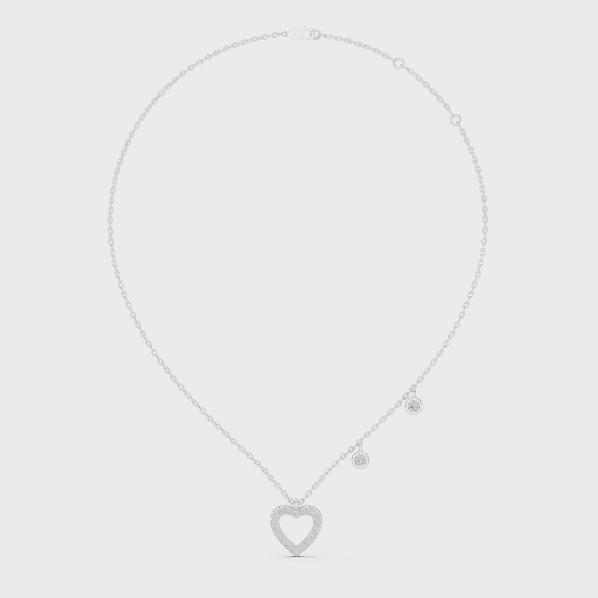 Diamond Heart Charm Necklace White Gold