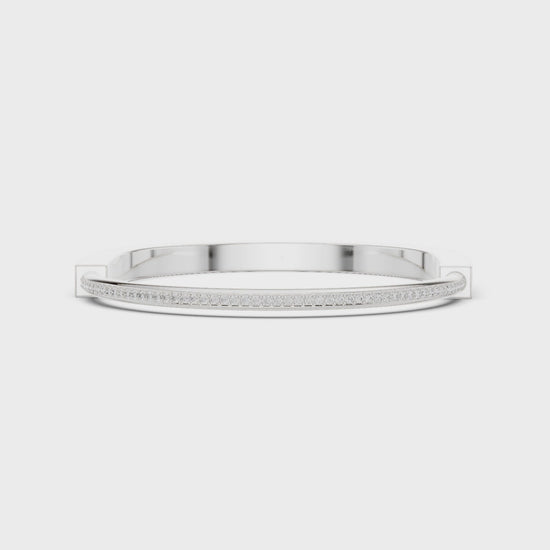 Sleek Diamond Edge Gold Bangle White Gold