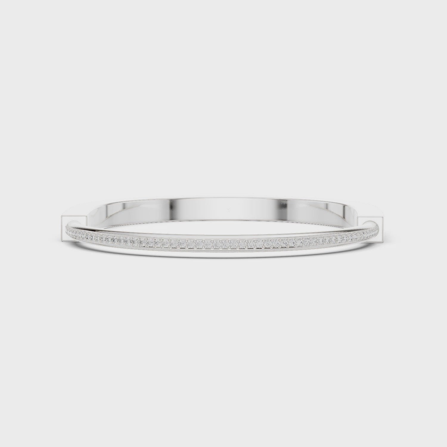Sleek Diamond Edge Gold Bangle White Gold