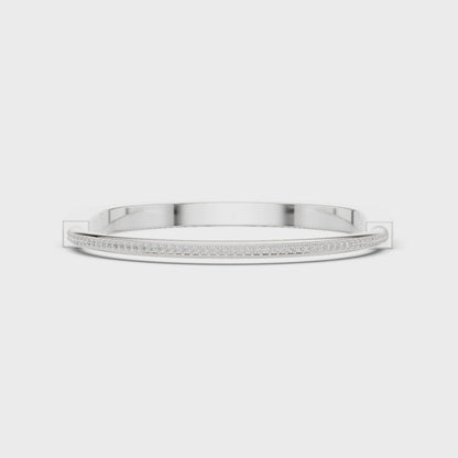Sleek Diamond Edge Gold Bangle White Gold