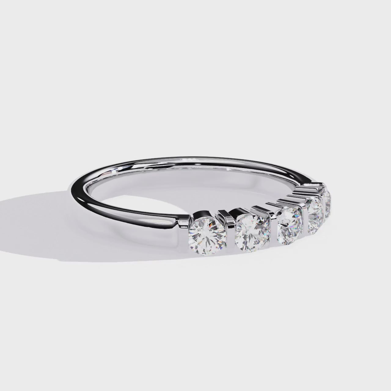 Five Stone Diamond Band White Gold