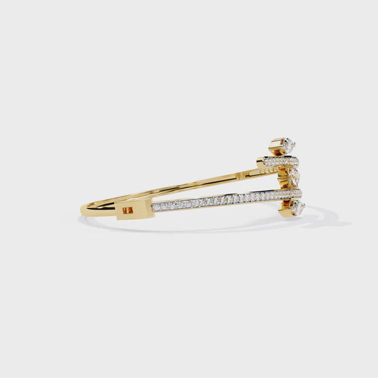 Modern Open Diamond Bangle Yellow Gold